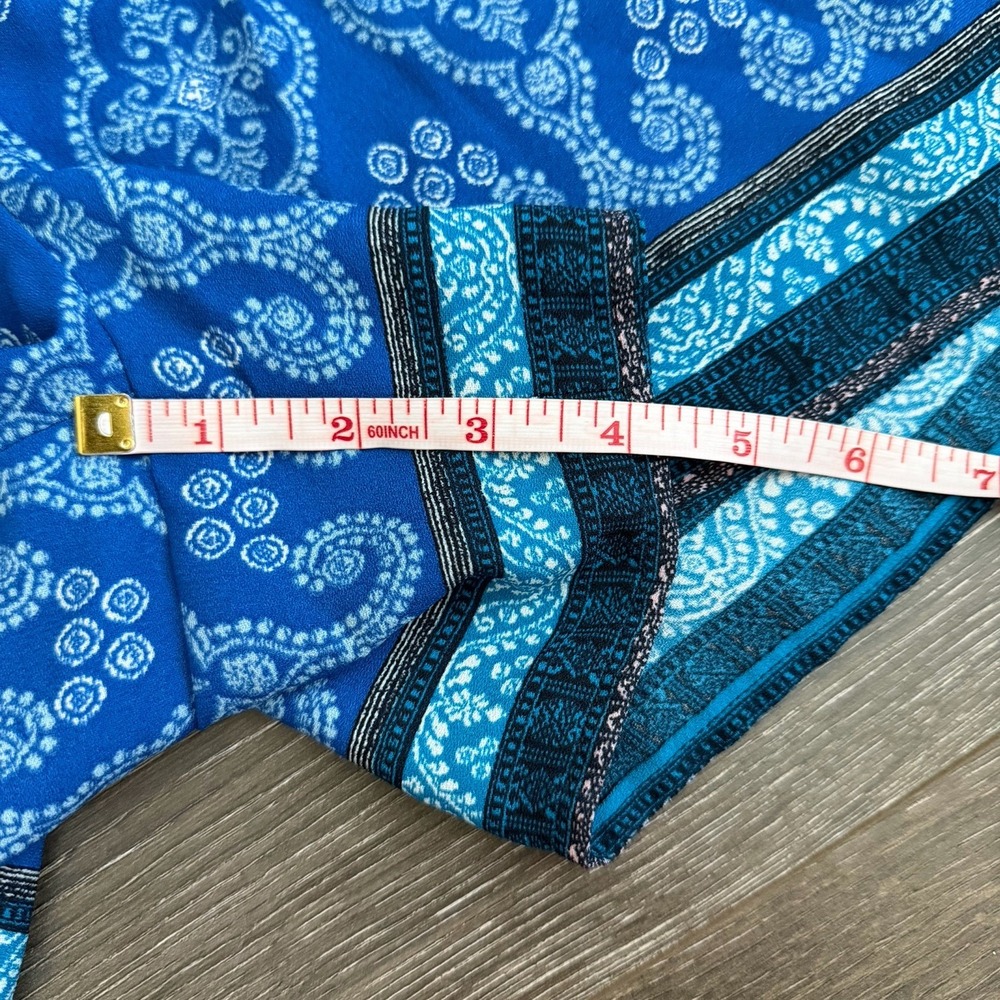 Ann Taylor Pattern Bohemian Tasseled Shorts Blue Size Medium Pattern Batik Gypsy - Picture 8 of 9